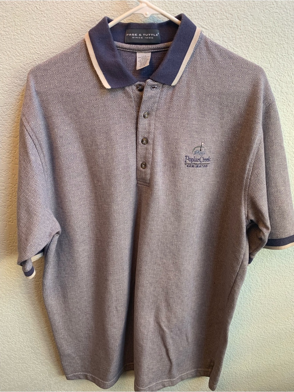 Page & Tuttle Men's Grey Polo with Navy Contrast Collar